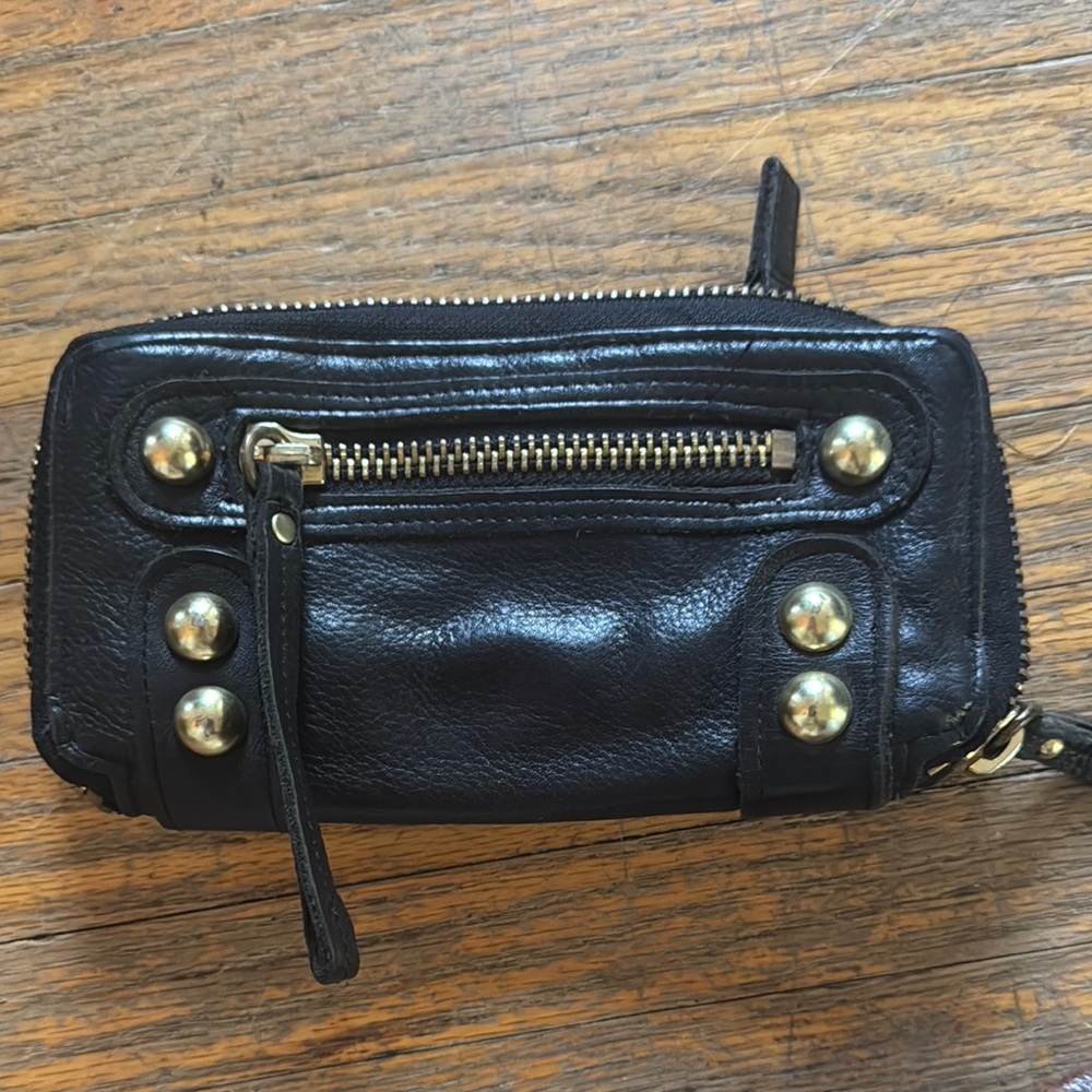 Linea Pelle Black Leather Women's Bag with Gold Accents